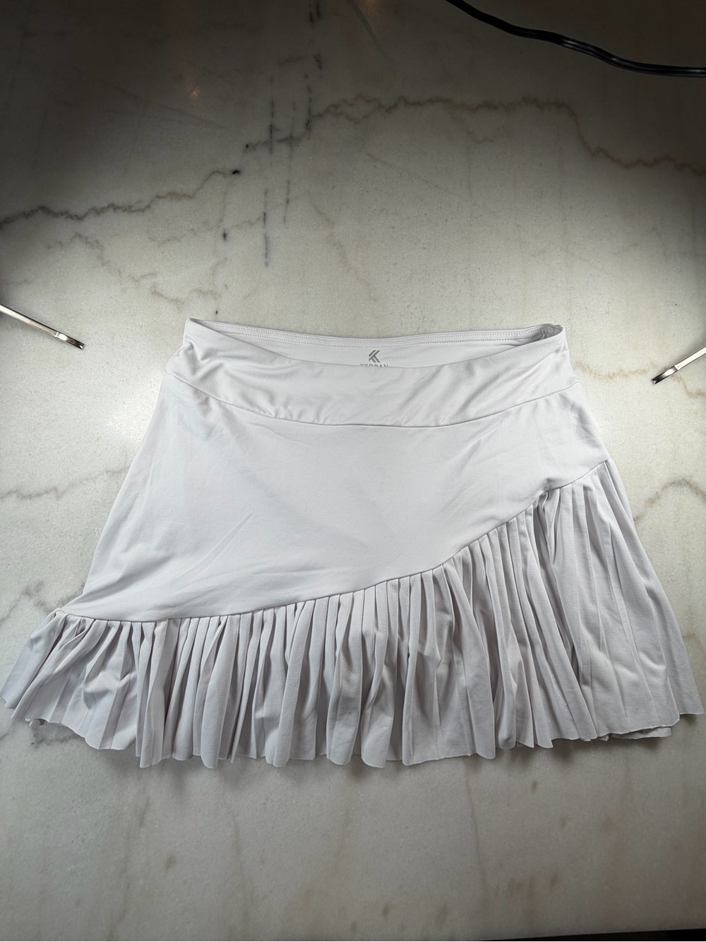Kyodan White Asymmetrical Pleated Active Skirt